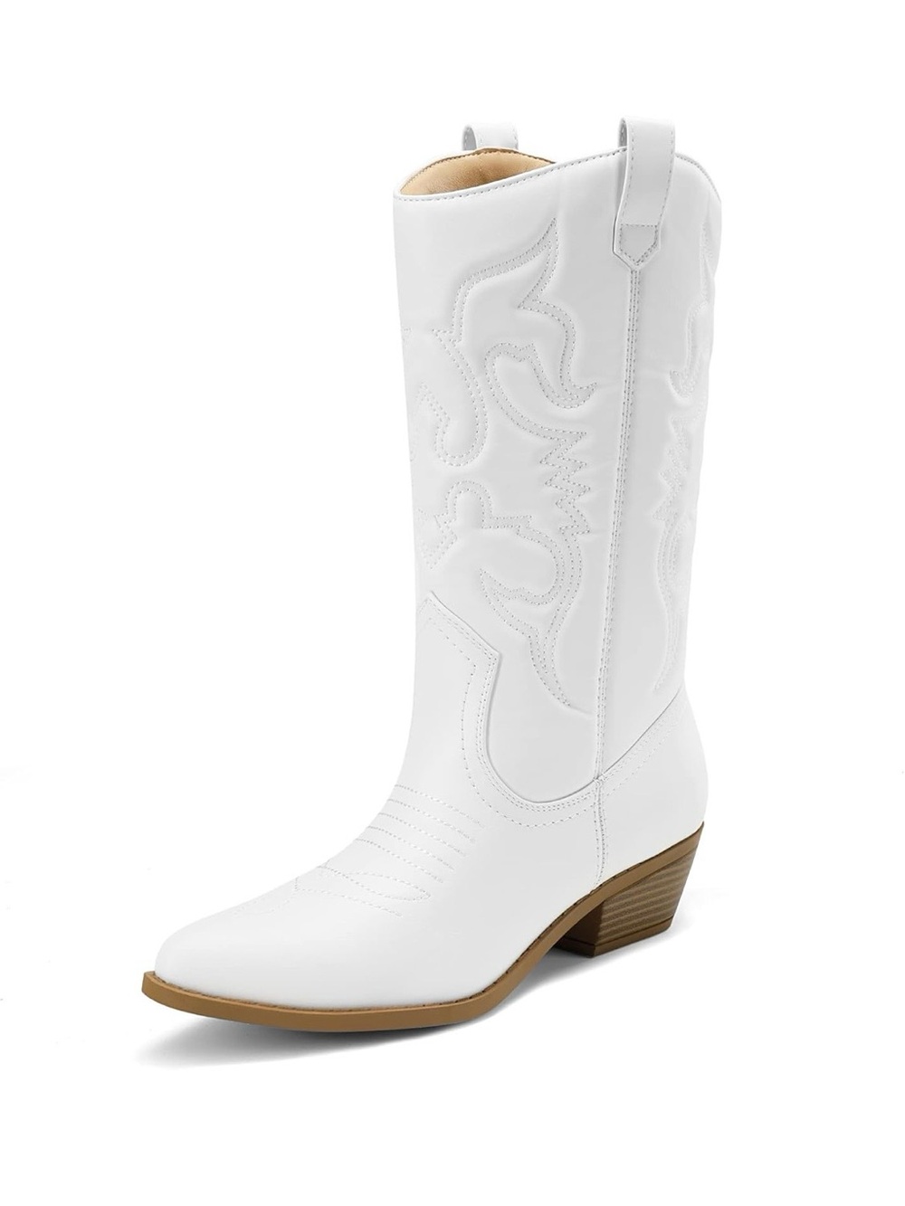 Dream Pairs White Cowboy Mid-Calf Ankle Booties